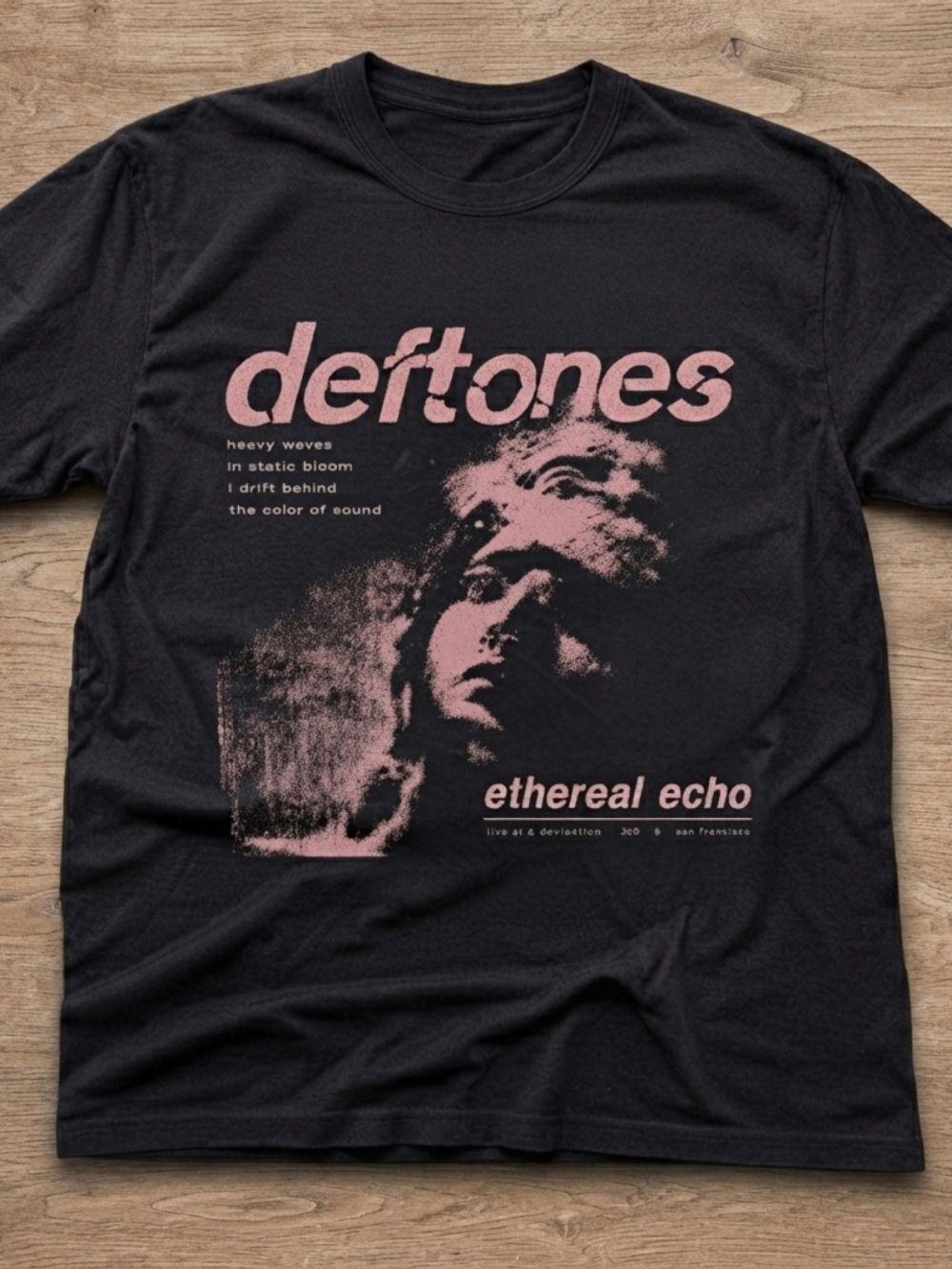 Gildan Black Tee with Pink Deftones Graphic